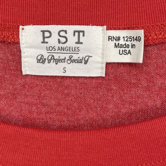 PROJECT SOCIAL T Womens Red California Sweatshirt EUC Lightweight Fleece Small S - Picture 8 of 10